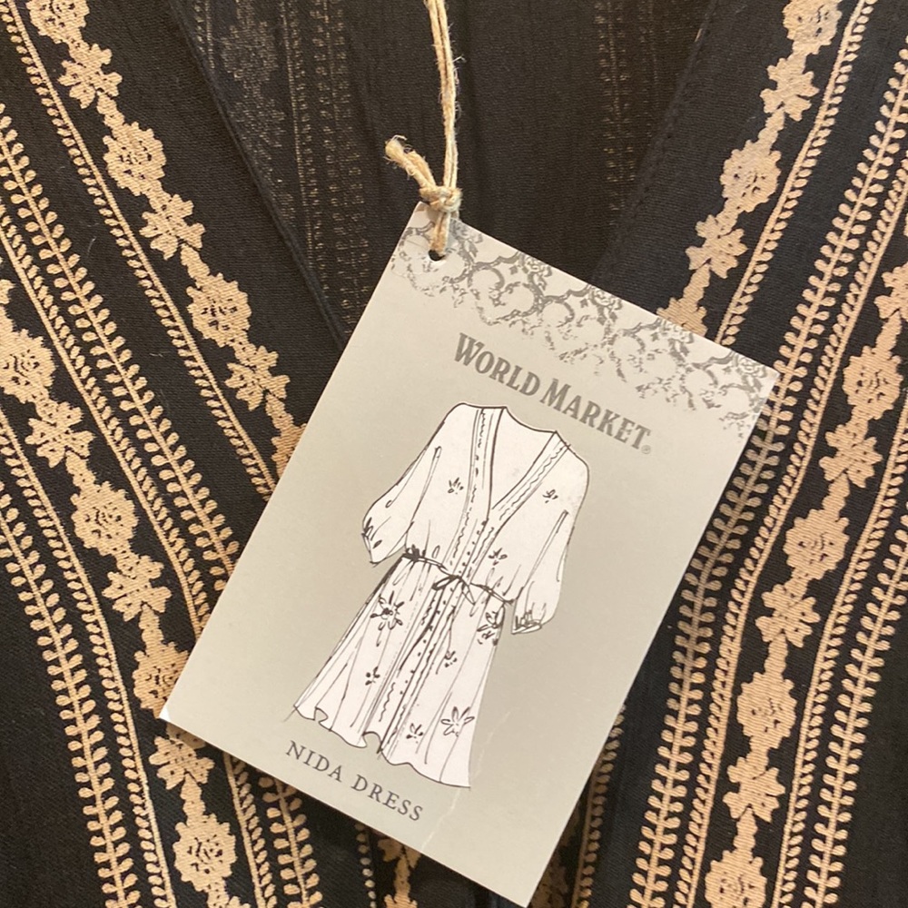 Nida Dress Black with Tan Pattern sheer - Picture 6 of 7
